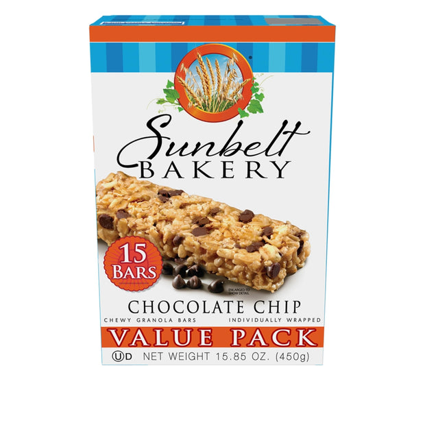 Sunbelt Bakery Fudge Dipped Chocolate Chip Chewy Granola Bars, Value Pack, 15 Count (Pack of 1)