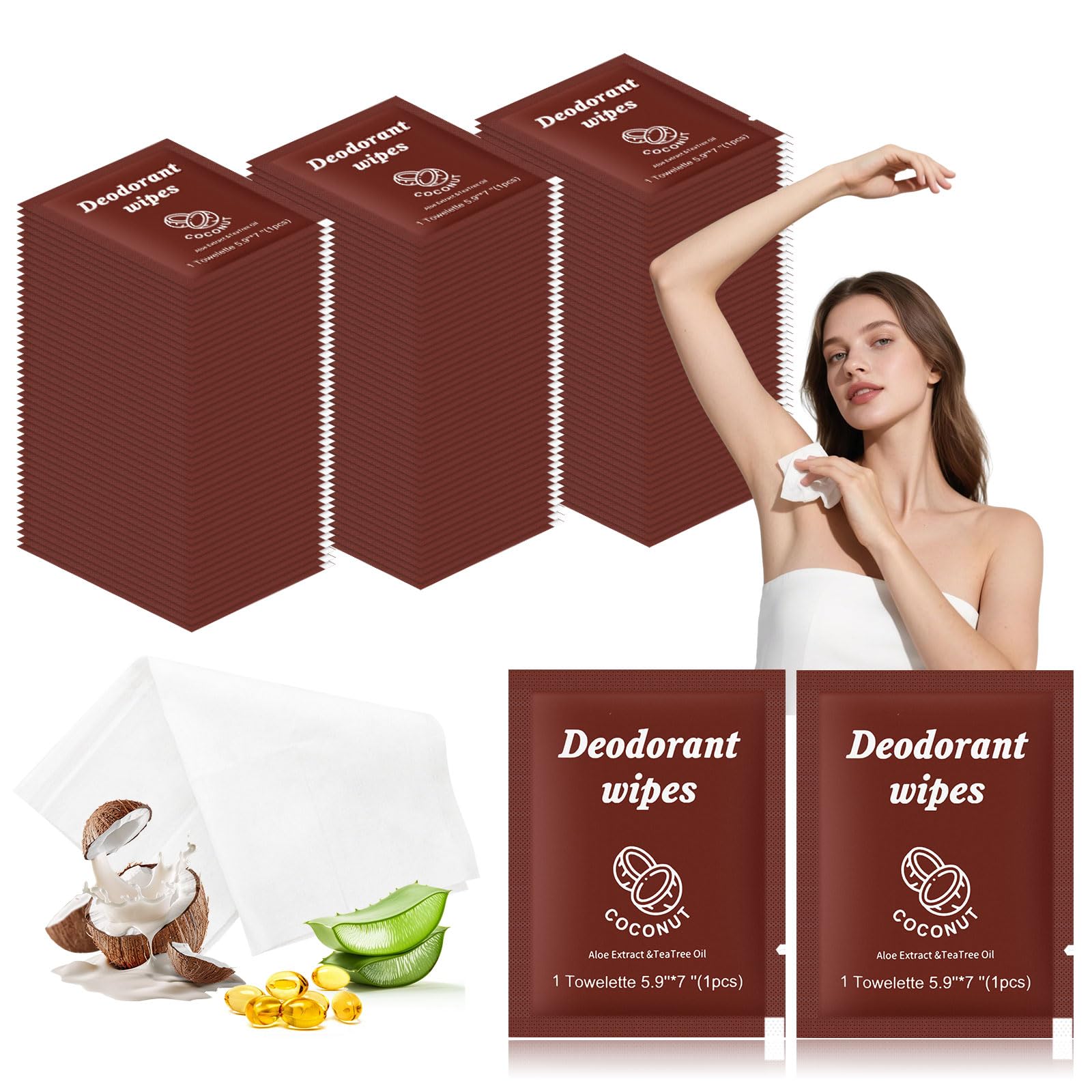 Travel Deodorant Wipes Individually Wrapped,Body Wipes to Clean Skin for Women Men（Lavender,pack of 100)