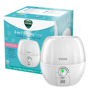 Vicks 3-in-1 SleepyTime Humidifier, No. 1 Brand Recommended by Pediatricians*. Cool Mist Humidifier with Night-Light, and Essential Oil Diffuser for Baby and Kids rooms. Visible Cool Mist, White.