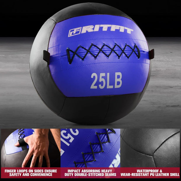 RitFit Medicine Ball / weight ball / Soft Medicine Ball / Wall Medicine Ball / Soft Wall Ball / Wall Ball set/ Medicine Balls for Exercise and Conditioning Workouts, Fitness Gym Equipment for Core Training and Cross Training (5/10/15/20/25/30 lbs)