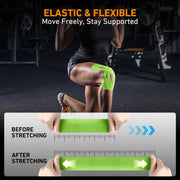 PreCut Kinesiology Tape for Knees, 12 PCS Waterproof KTQUICK Knee Tape for Knee Pain Relief Pre Cut, Original Cotton Athletic Knee Tape, Waterproof & Hypoallergenic Latex-Free for Sports (Black)