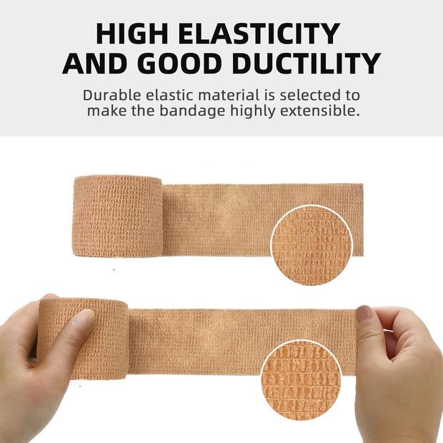 OK TAPE Self Adherent Cohesive Bandages Wrap - 12Packs, 2" x 5 Yards, Non-Woven Self Adhesive Bandage Wrap for Thumb, Finger, Wrist, Ankle, Vet Wrap Bandages Tape (Mixed Colors)