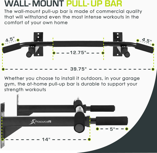 ProsourceFit Heavy Duty Doorway Mount Pull Up/Chin-Up Bar, Adjustable with Foam Grips for Home Workouts