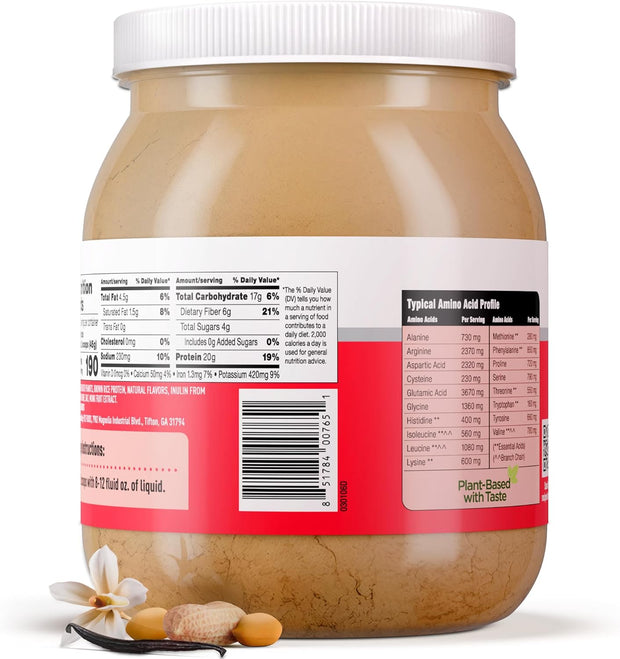 PB2 Performance Peanut Plant Based Vegan Protein Powder | 20g Complete Protein, No Added Sugar, Prebiotic Fiber | Dairy Free, Certified Vegan, Non-GMO, Gluten Free [Peanut w/Madagascar Vanilla, 2LB]
