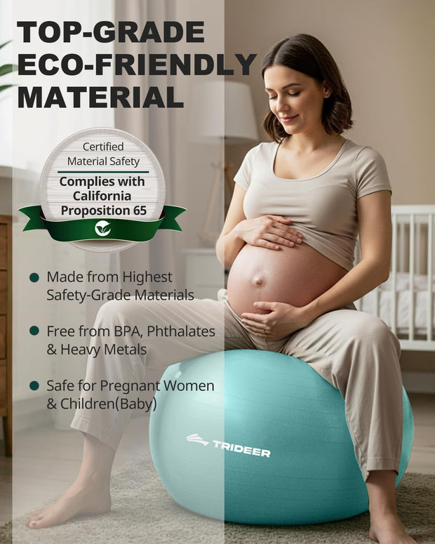 Trideer Yoga Ball – Anti-Burst Exercise Ball for Pregnancy, Office, Birthing, Stretching & Core Workout – Home Gym & Therapy
