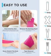 OK TAPE Kinesiology Tape Pre Cut Strips Bulk (150 PCS),Elastic Cotton Latex Free Hypoallergenic Athletic Tape Roll for Muscle Joint Knee,Waterproof k Tape 2in×10in/PCS