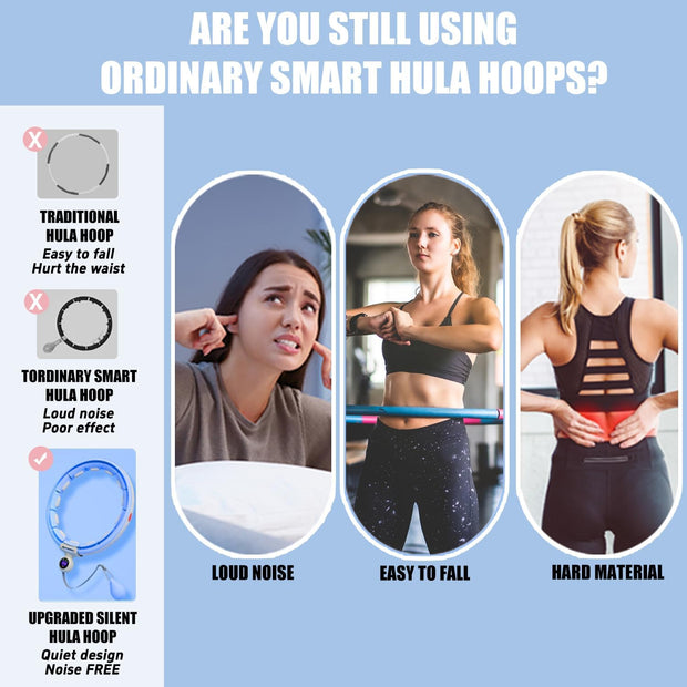 U5-16 Knots Waist 28”- 46”, Silent Smart Weighted Hula Hoop for Adults Weight Loss, Infinity Hoop Plus Size, Home Outdoors Fitness Exercise, Abdominal Toner