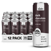 Slate Milk - High Protein Milk Shake - Core Variety Pack - Classic Chocolate, Dark Chocolate, French Vanilla - Lactose Free, 20g Protein, 1g Sugar, 100 Calories, 1-2g Net Carbs - 11 fl oz, 12 Cans