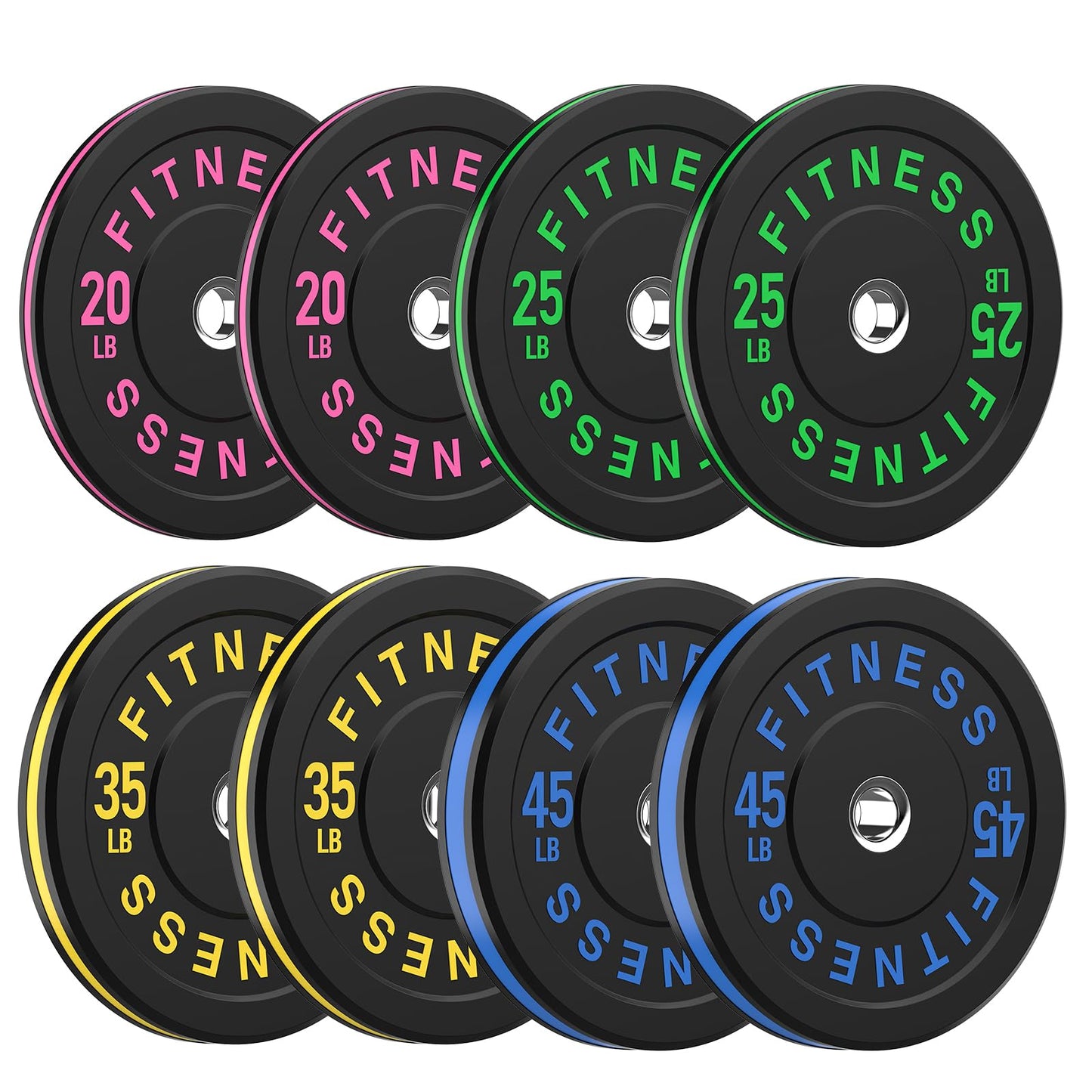 2 Inch Bumper Plates，10-500lbs，Barbell Rubber Olympic Weight Plates Set for Home Gym, Strength Training & Weight Lifting, Multiple Options Colors