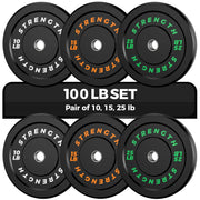 Olympic Rubber Bumper Weight Set - 2 Inch Barbell Plates for Home Gym Strength Training