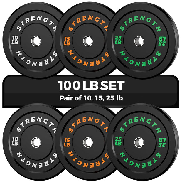 Olympic Rubber Bumper Weight Set - 2 Inch Barbell Plates for Home Gym Strength Training