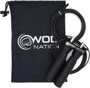 WOD Nation Attack Speed Jump Rope : Adjustable Jumping Ropes : Unique Two Cable Skipping Workout System : One Thick and One Light 11 Foot Cable : Perfect for Double Unders : Men and Women
