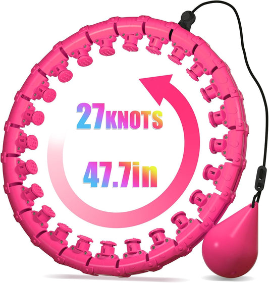 Weighted Hula Infinity Fitness Hoop for Adult Weight Loss, 2 in 1 Smart Fitness Workout Hula Circle Hoops with 27 Detachable Knots, Exercise Fit Hoop Suitable for Women and Beginners