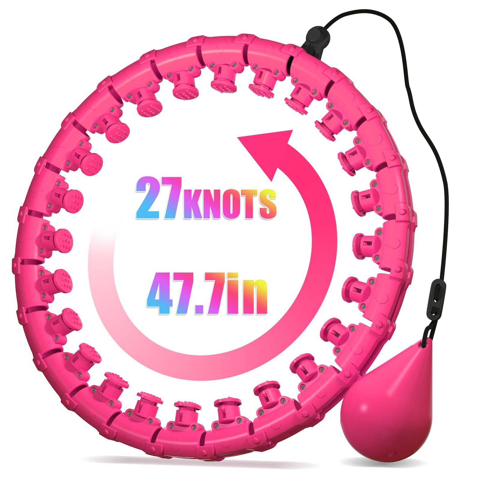Weighted Hula Infinity Fitness Hoop for Adult Weight Loss, 2 in 1 Smart Fitness Workout Hula Circle Hoops with 27 Detachable Knots, Exercise Fit Hoop Suitable for Women and Beginners