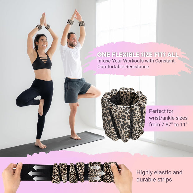 Wrist Ankle Weights for Women Set of 2, Adjustable Silicone Weighted Bangles, Wearable Ultra-durable Strips Weight Bracelet 2 lbs/4 lbs for Yoga, Pilates, Barre, Walking, Arm & Leg Workout