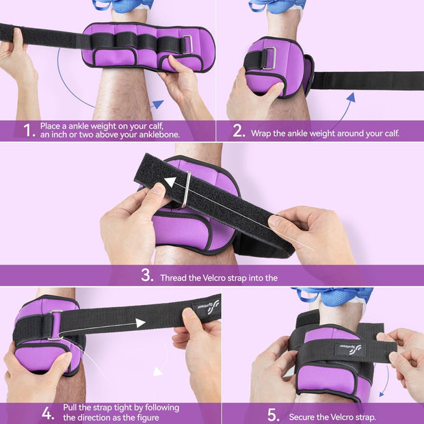 Sportneer Upgrade Adjustable Ankle and Wrist Weights for Women and Men 1-7 lbs / 1-10 lbs Set | Comfortable, Secure Fit for Walking, Running, Fitness, Physical Therapy, Home Gym