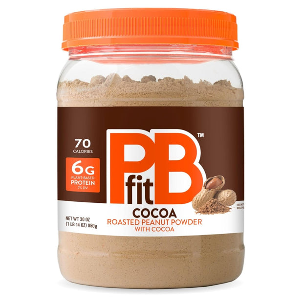 PBfit 30 Ounce Peanut Butter Powder Chocolate Flavor, Cocoa Powdered Peanut Butter Spread From Real Roasted Peanuts and Cocoa, 6g of Protein 7% DV, Gluten-Free, 70 calories, 88% less fat (Pack of 1)