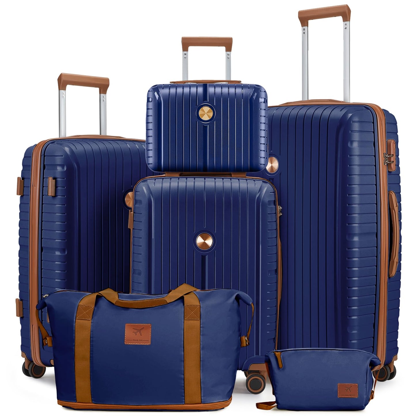 Joyway Luggage Sets 6 Piece PP Hardside Carry on Suitcase with Spinner Wheels and TSA Lock for Travel, Purple
