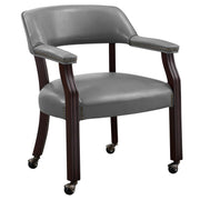 Steve Silver Furniture Tournament Arm Dining Chair with Casters, Upholstered w/Nailhead Trim, for Living Room, Dining Room, Vegan Leather, 18-Inch Seat Height, 25" W x 25" D x 31" H, Black