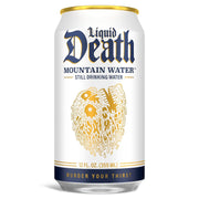 Liquid Death, Still Mountain Water, 12-Pack (12oz Cans), Real Mountain Source, Infinitely Recyclable Ice-Cold Cans, American Made