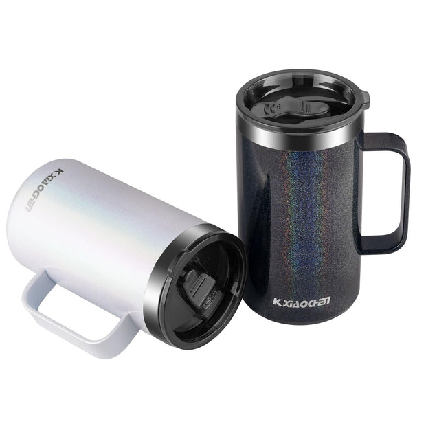 KXIAOCHEN 20oz Insulated Coffee Mug with Lid, Stainless Steel Coffee Cup, Double Wall Vacuum Coffee Tumbler with Handle, Premium Thermal Travel Coffee Mug (Navy Blue)