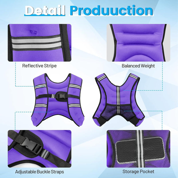 Weighted Vest for Woman Men, 6lb/8lb/12lb/16lb/20lb/30lb Weight Vest with Reflective Stripe, Weight Vests Adjustable for Walking, Weight Loss, Training, Running