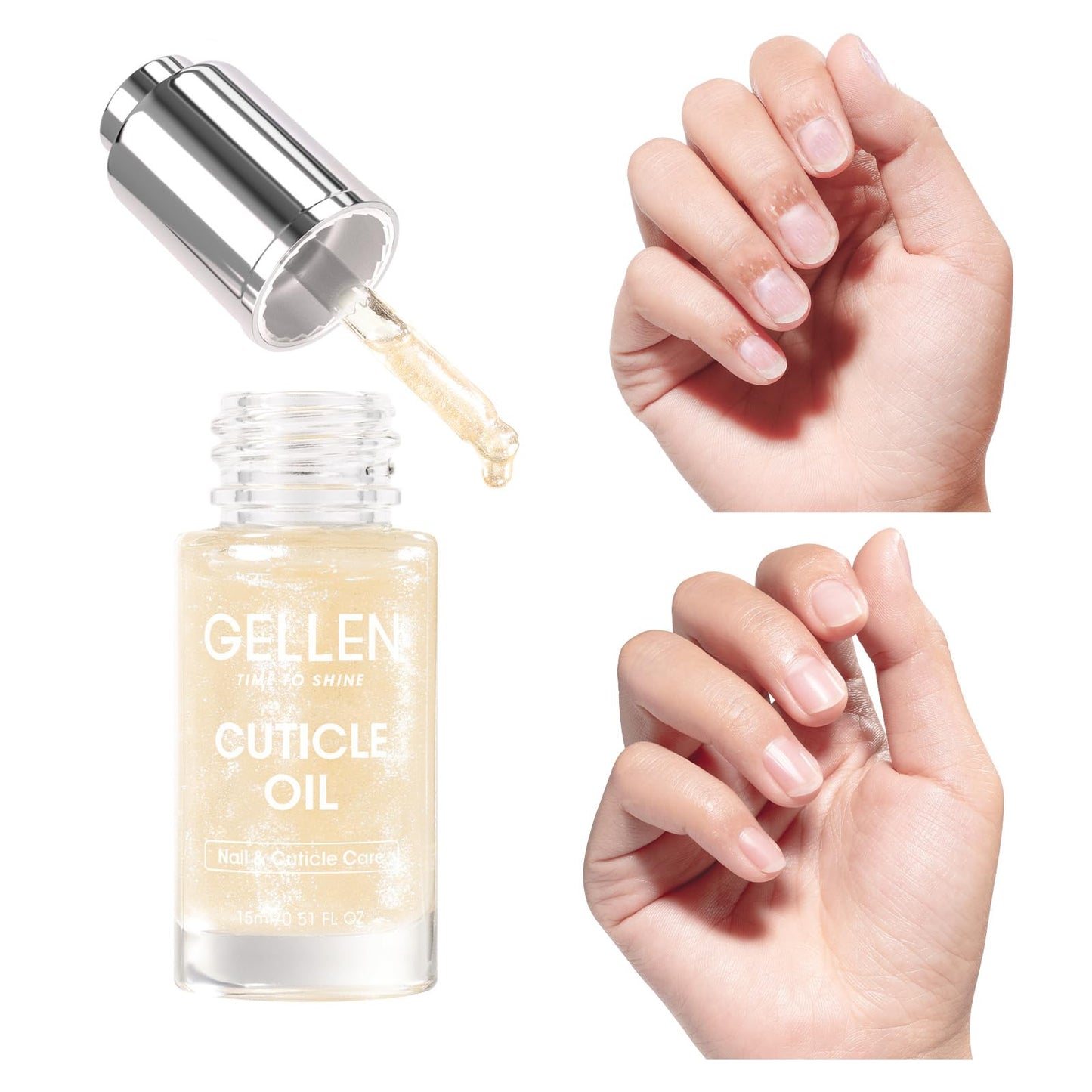 Gellen Nail Cuticle Oil for Growth and Strength, Natural Keratin Vitamin E Nail Growth Oil, Organic Cuticle Nails Serum for Hydrating, Nourishing, Strengthening, Repairing