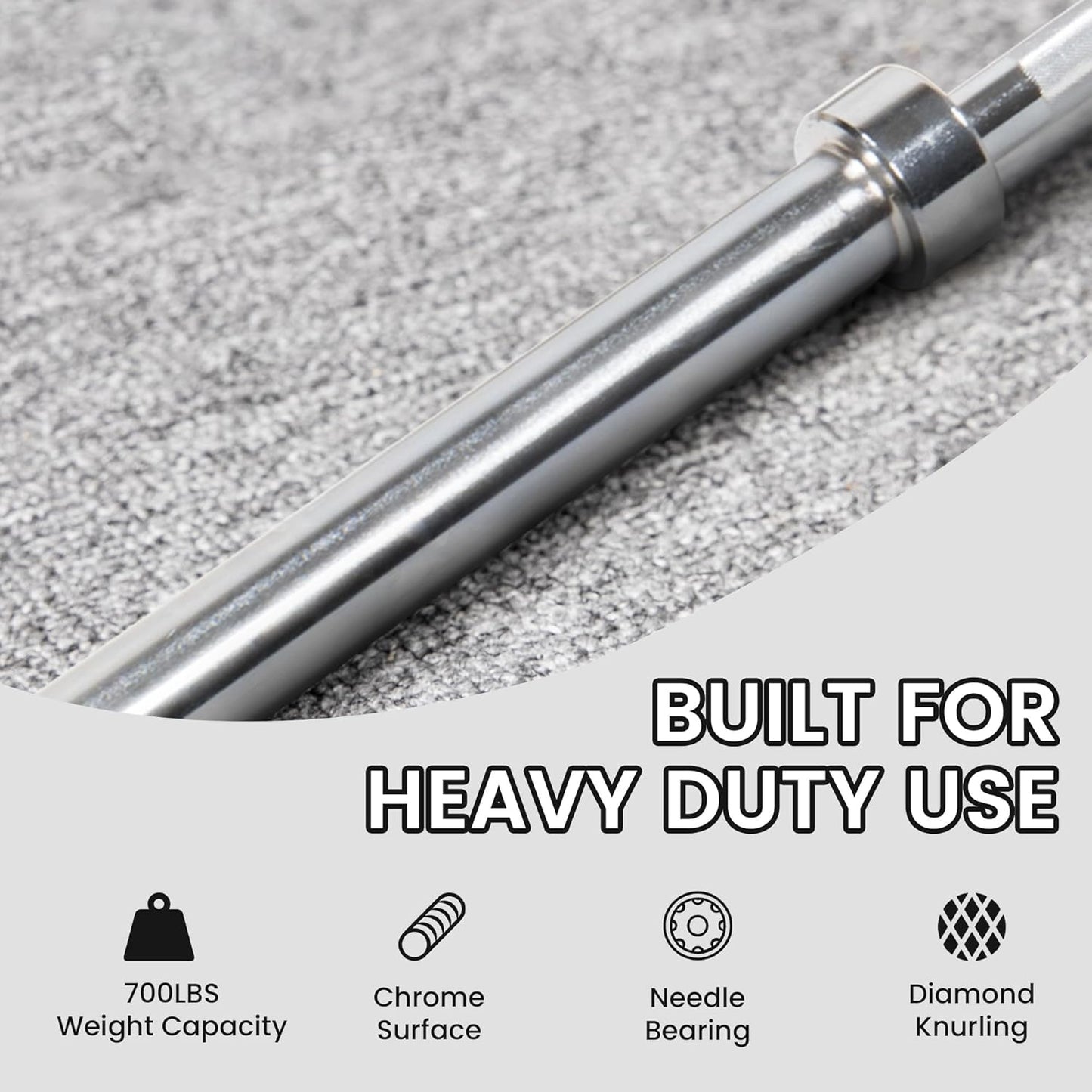 2 Inch Olympic Barbell Bar for Power Lifting & Weightlifting, 700 Pound Capacity, Multiple Sizes