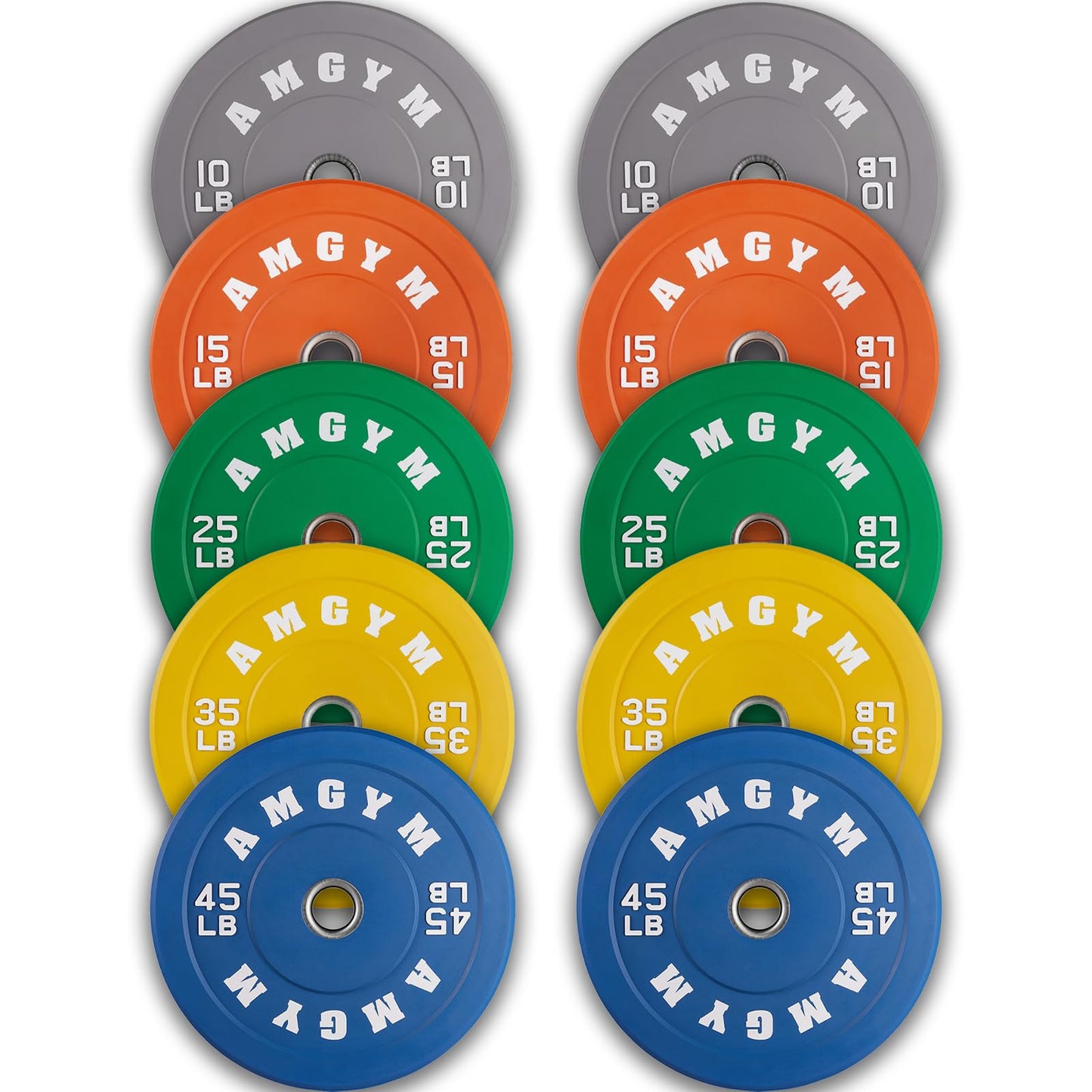 2 Inch Bumper Plates，10-500lbs，Barbell Rubber Olympic Weight Plates Set for Home Gym, Strength Training & Weight Lifting, Multiple Options Colors