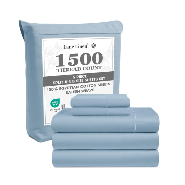 LANE LINEN 100% Egyptian Cotton White Sheets King Size - 1500 TC, 4 Pc - Luxury Sateen Weave Cotton King Size Sheets Set - 15" Extra Deep Pocket King Sheets Sets - White Bed Sheets