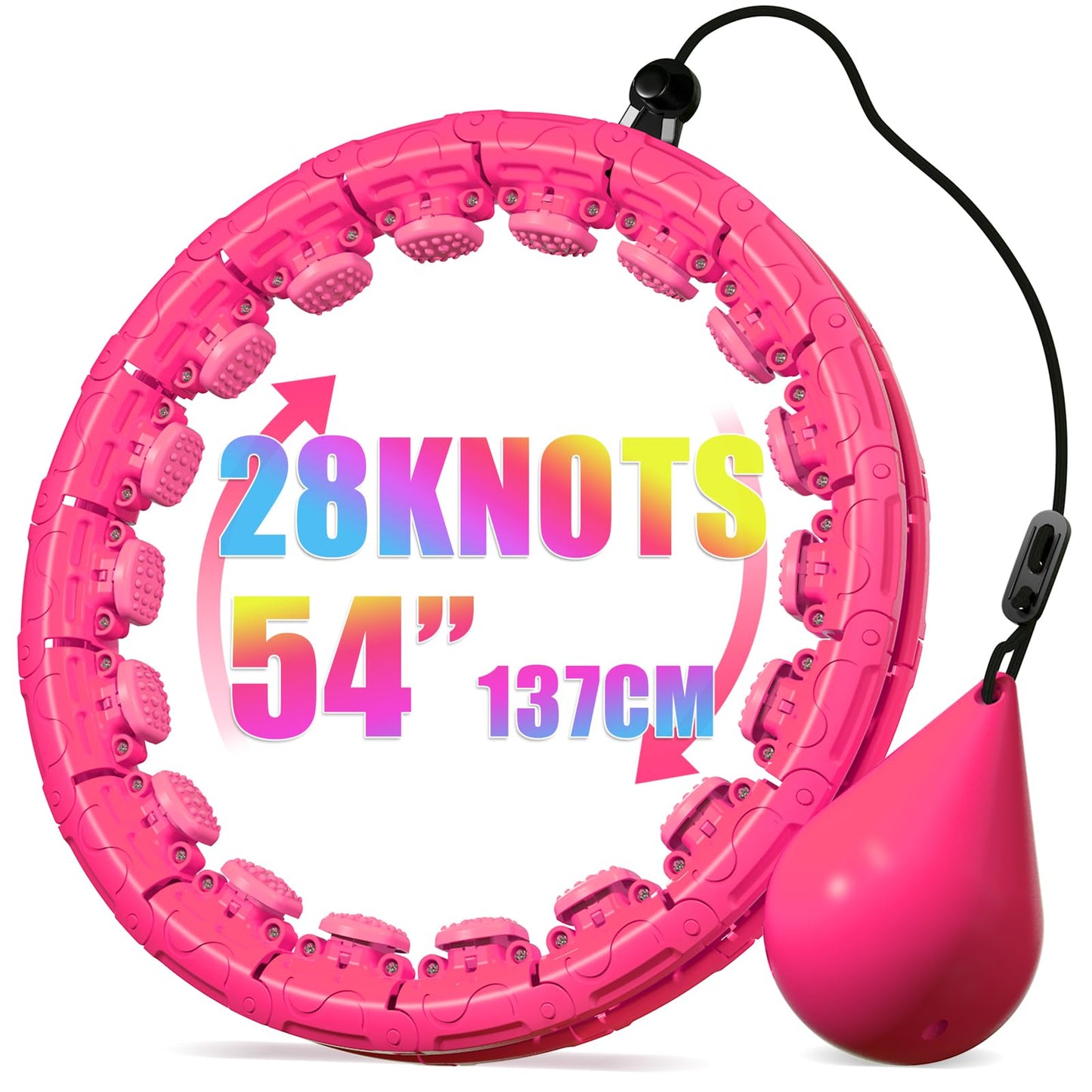 Weighted Hula Infinity Fitness Hoop for Adult Weight Loss, 2 in 1 Smart Fitness Workout Hula Circle Hoops with 28 Detachable Knots, Exercise Fit Hoop Suitable for Women and Beginners