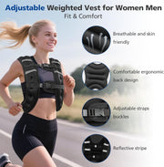 Weighted Vest for Woman Men,6lb/8lb/12lb/16lb/20Lb/25lb Weight Vest with Reflective Stripe Adjustable Buckle Strap Back Pocket Workout Strength Training Walking Jogging Running
