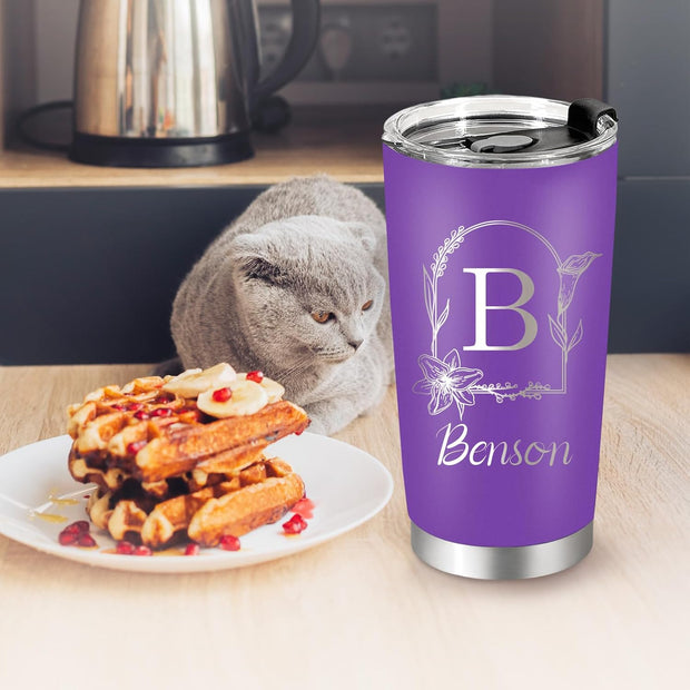 Personalized Tumblers with Engraved Name, Personalized Birthday Gifts for Men Women, Custom 20oz Stainless Steel Coffee Tumbler with Lids and Straws, Custom Travel Cup