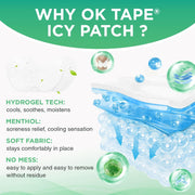 OK TAPE Cooling Patch for Knee Pain & Sprain, Soft Gel Patch with Menthol and Hydrogel Tech, Instant Relief from Discomfort, 10 Count (5.5in x 3.5in)