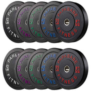 Papababe Weight Plates, 2-Inch Weights Plates Set, Floor Protective Rubber Weight Plates, 10-600lbs Bumper Plates for Barbell Strength Training & Weightlifting (Single/Pair/Full Set)