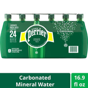 Perrier Carbonated Mineral Water Plastic Bottles, Original, 16.9 Fl Oz (Pack of 24), 405.6 Fl Oz