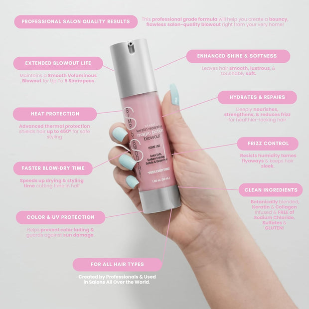 SIMPLY SMOOTH Magic Potion Blowout Serum – Keratin-Infused, Heat-Activated Styling Serum for Frizz-Free, Bouncy Blowouts | Adds Volume, Shine, and 450°F Heat Protection (1.69 oz)