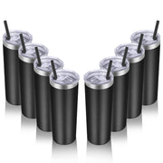 VEGOND Stainless Steel Tumblers Bulk 12 Pack, 20 oz Vacuum Insulated Skinny Tumblers with Lids and Straws, Double Wall Coffee Mug, Travel Water Cup, White
