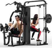 SunHome Multifunction Home Gym System Workout Station,Smith Machine with 138LB Weight Stack, Leg Press, LAT Station for Full Body Training
