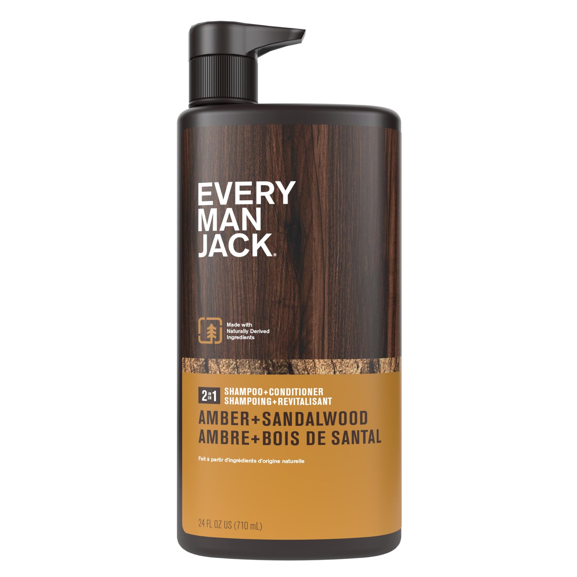 Every Man Jack 2-in-1 Tea Tree + Cedar Shampoo + Conditioner - Thicken, Cleanse, and Hydrate Hair with Coconut, Aloe, Tea Tree Oil - Naturally Derived and No Harmful Chemicals - 24oz -1 Bottle