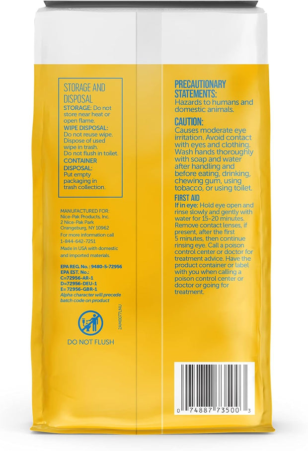 Nice 'N Clean Disinfecting Surface Wipes 304ct | Cleans & Disinfects Home & Kitchen Surfaces | Fresh & Lemon Scent