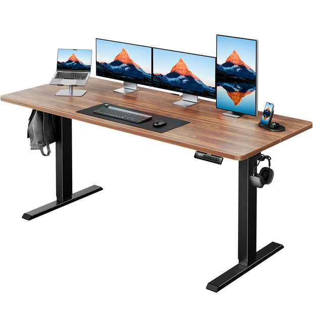 HUANUO 48" x 24" Electric Standing Desk Adjustable Height, 4 Memory Height Settings, Headphone Hook, Cable Manager, Sit Stand Up Desk for Home Office & Computer Workstation, Black