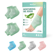Welnove Moisturizing Heel Socks - 2 Pairs Aloe Vera Extract Infused Gel Lining for Dry Feet - Cracked Heel Repair Treatment - Cotton Socks for Women Men Foot Care (Regular Sizes)