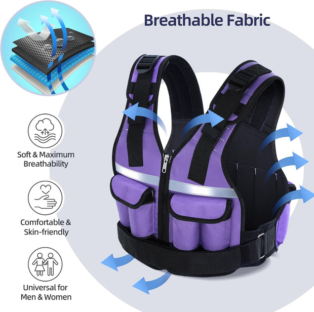 Sportneer Adjustable Weighted Vest Weights: 2-18 lbs/2-40 lbs Washable Weight Vest 16 In 1 Fast Adjust Rucking Vest for Women and Men Home Gym Workout Fitness Strength Training Vests