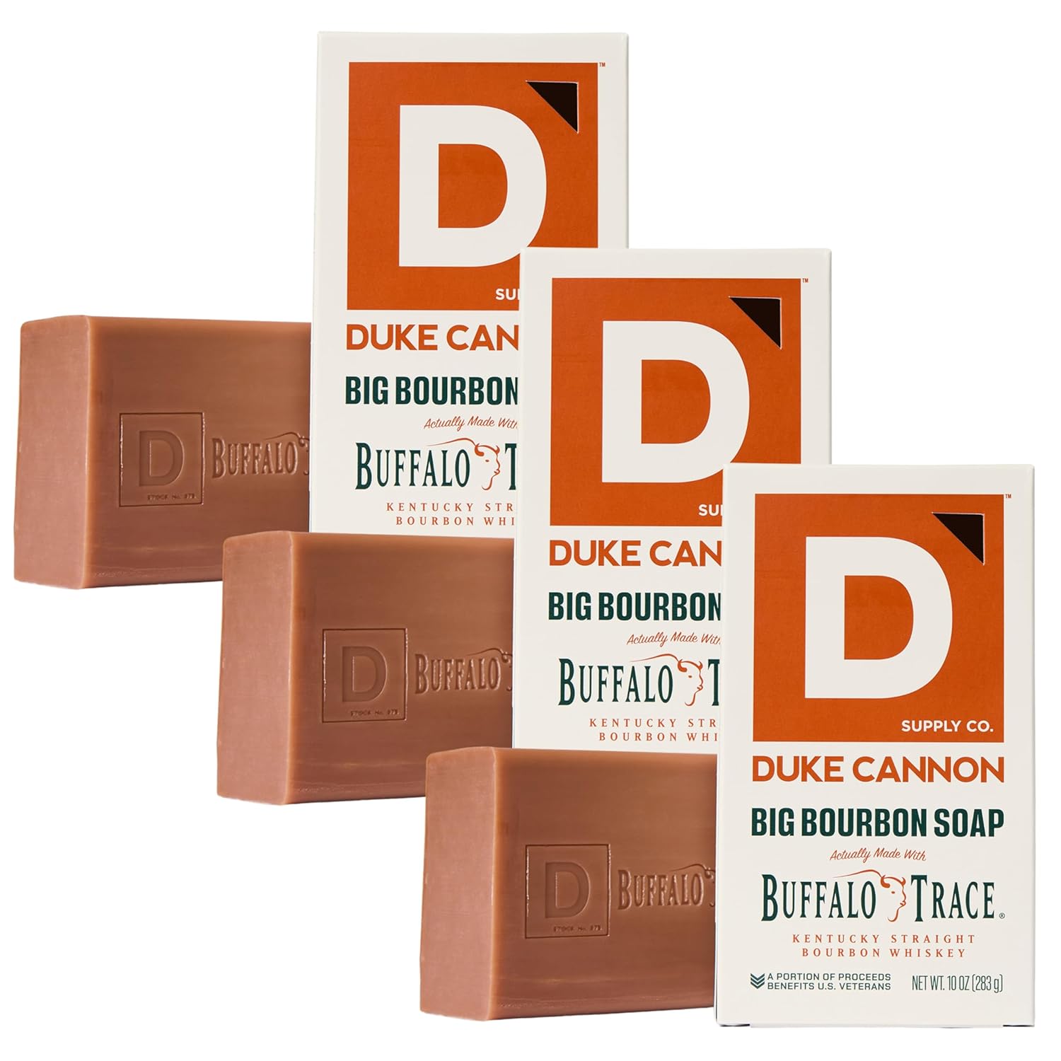 Duke Cannon Supply Co. Extra Large Bar Soap Bundle - Men's Natural Bar Soap With Masculine Scents - Big American Bourbon USA-Made Soap - All Skin Types - Big Brick Of Soap - Bourbon,10 oz (3 Pack)