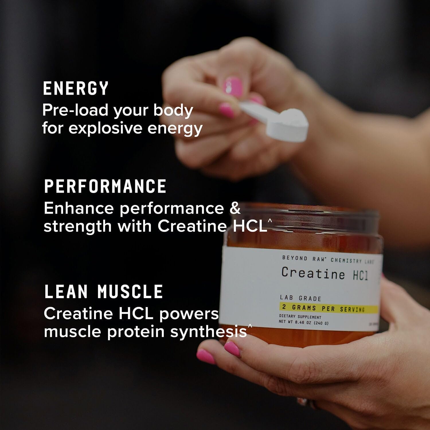 BEYOND RAW Science-Backed Creatine HCl Powder, Lab Grade, for Muscle Strength and Growth, Energy Production, Athletic Performance, Cognitive Support, Cellular Hydration, 120 Servings