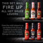 Melinda’s Pepper Sauce Challenge Collection - Extra Spicy Gourmet Hot Sauce Gift Set - Includes Jalapeño, Extra Hot Habanero, Chipotle, Red Savina, Ghost, Scorpion - 5 oz, 6 Pack