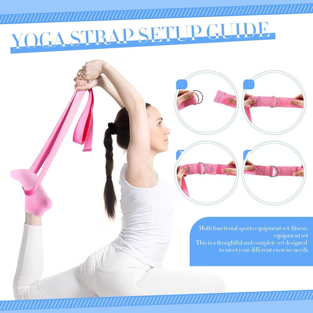 Poen Home Pilates Kit for Women Pilates Equipment Ring and Ball Set with Stretching Strap 8 Resistance Bands Non Slip Socks Gym Back Bags Exercise Equipment for Workout