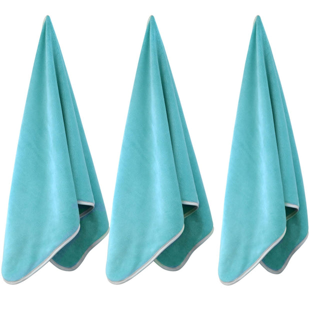 Microfiber Gym Towels Bigger Size Super Soft for Exercise Fitness, Sports, Workout, 380-GSM 15-Inch x 31-Inch Quick-Drying Towels (3 Pack, Grey+Blue+Purple)