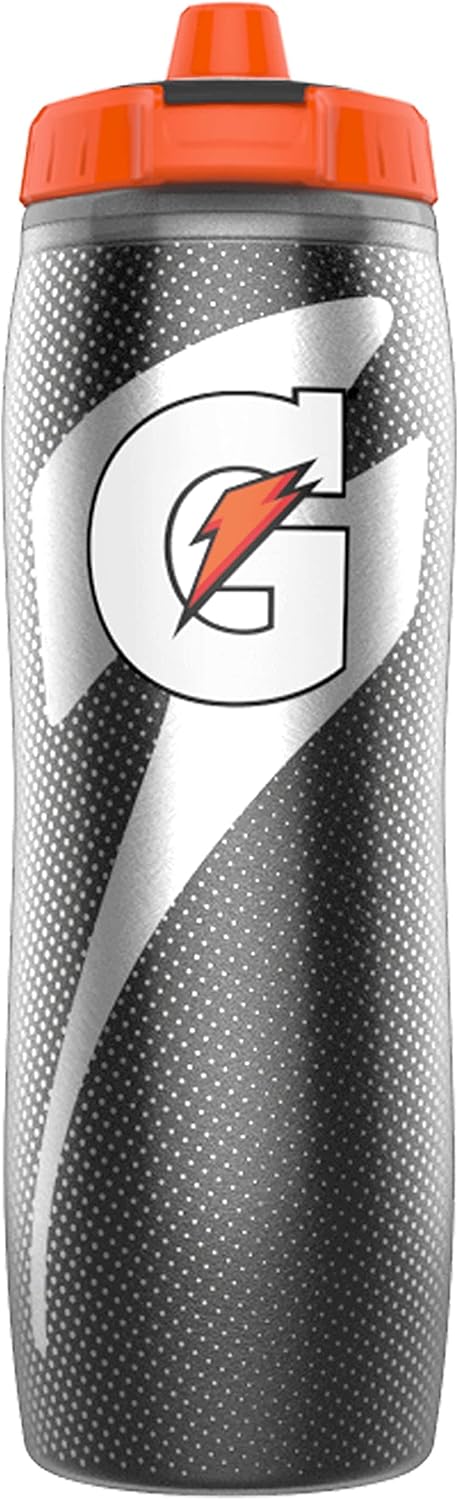 Gatorade Premium Sideline Towel Bi-color, White, Small & Insulated Squeeze Bottle, Black, 30oz